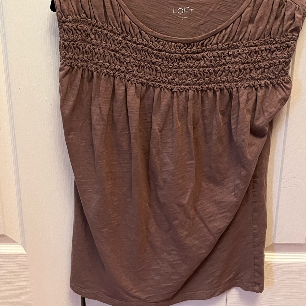 LOFT Women's Chocolate Smocked Blouse